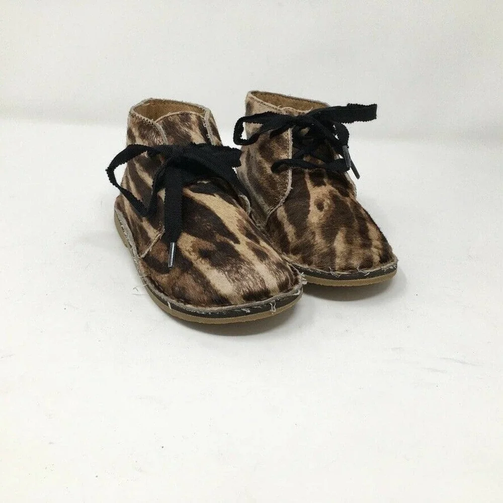 Polo Ralph Lauren Carl Lace Up Animal Print Leather toddler size 9 Boots